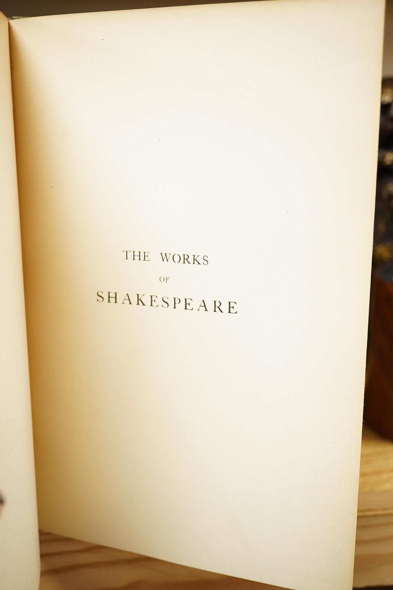Shakespeare, William - The Henry Irving Shakespeare... 14 vols. coloured frontispieces (with captioned guards), num. plates and other illus.; original gilt cloth, roy 8vo. The Gresham Publishing Company, (ca.1900)